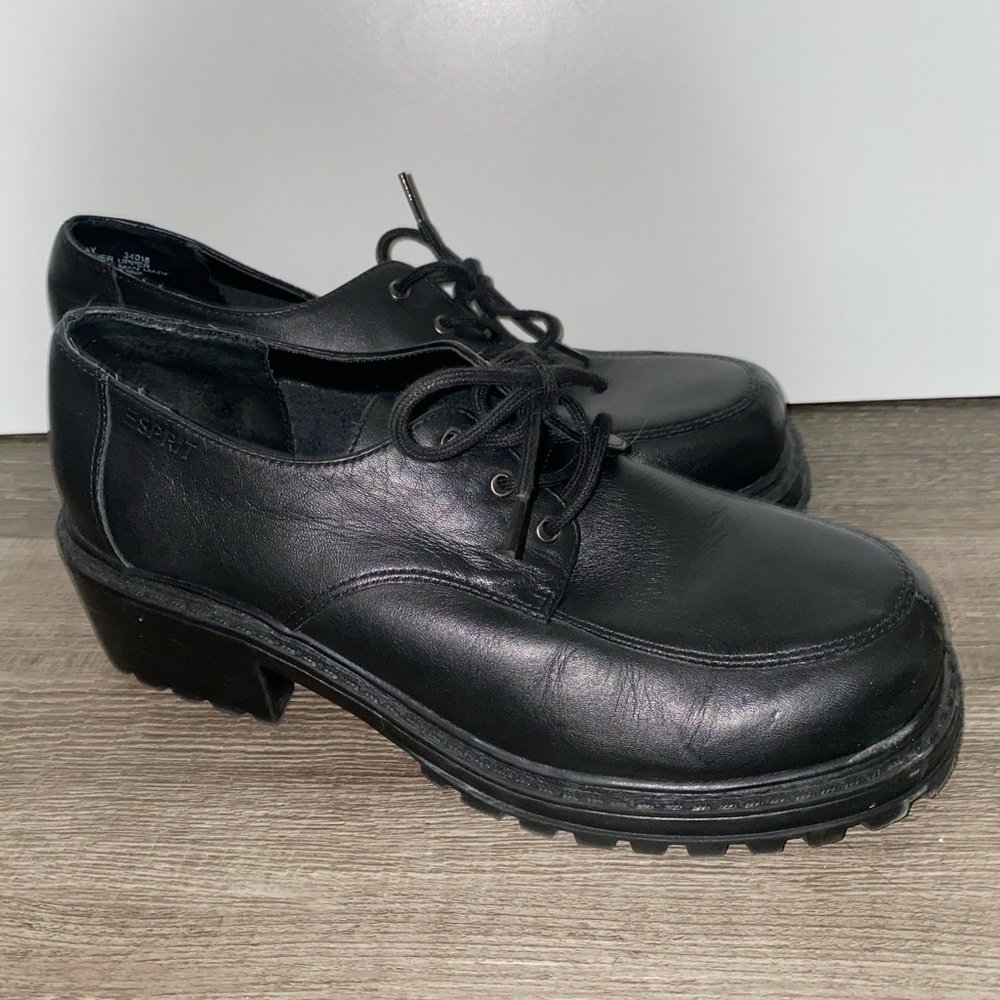 Esprit lace up Oxford with chunky sole Y2K style women's size 8 leather upper